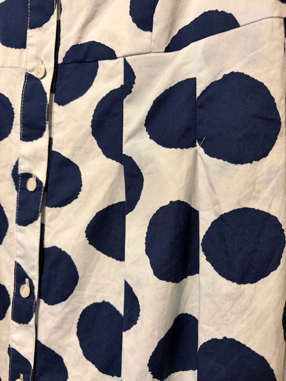Talbots White Midi Dress with Navy Polka Dots - Picture 13 of 16